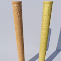 Brown And Yellow Decorative Columns With Intricate Carving Patterns 3d model