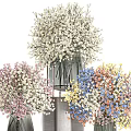Modern Glass Vases With Colorful Assorted Flowers For Decorative