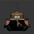 Stylish Chandelier Design For Boat Shaped Building Interior With Red Roof And Wooden Deck