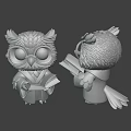 Cute Cartoon Owl Wizard Character Wearing Glasses Holding Book In Robe