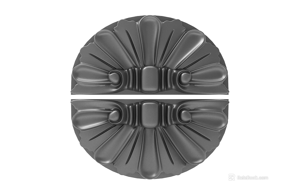 Ornate Circular Carved Design With Symmetrical Petal Shaped Elements Central Square And Metallic Texture 3d model 