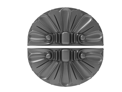 Ornate Circular Carved Design With Symmetrical Petal Shaped Elements Central Square And Metallic Texture 3d model