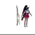 Anime Style Female Character In Traditional Red White Outfit With Ornate Bow And Winged Headdress