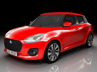 Red Hatchback Car With Modern Front Design Sleek Body Lines And Alloy Wheels 3d model