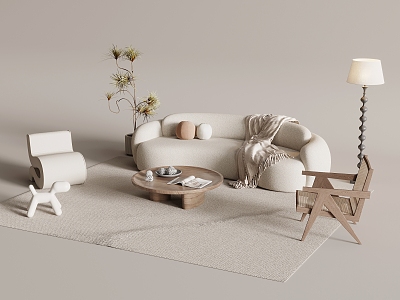 The combination of the sofa and tea table model