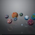 Colorful Spheres With Various Colors And Patterns On Black Background With Reflections