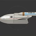 US8-A Spaceship Model With White Body Orange Stripes And Windows For Space Exploration