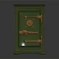Vintage Green Furniture Safe Cabinet With Golden Metal Locks And Handles