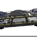 Cars Loaded On Double Deck Railway Transport Carrier Moving On Tracks