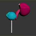 Colorful Lip Shaped Lollipop With Blue Ball And White Stick On Dark Background