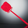 Red Silicone Kitchen Spatula With Crossed Lines And Long Handle Design 3d model