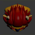 Cartoon Game Movie Character With Red Hair Yellow Face Blue Nose Green Eyes White Horns