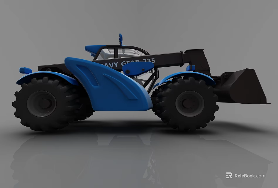 Multipurpose Blue Utility Vehicle With Large Tires And Front Bucket 3d model 