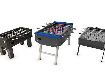Sturdy Modern Foosball Tables With Black Blue Tabletop Design For Indoor Game Rooms 3d model