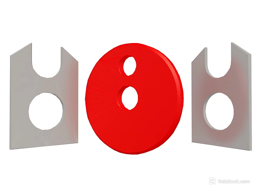 Essential Red Circular and Silver U Shaped Automotive Parts with Holes for Vehicles 3d model 