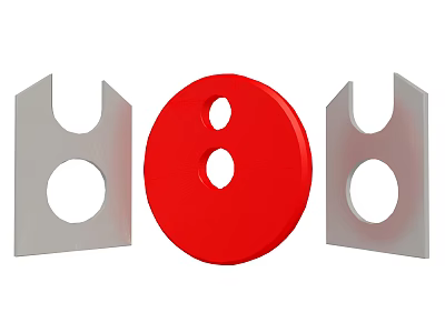 Essential Red Circular and Silver U Shaped Automotive Parts with Holes for Vehicles 3d model