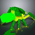 3D Block Style Scorpion Model On Dark Reflective Surface With Green Yellow Claws 3d model