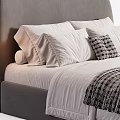 Modern Double Bed Interior Design With Upholstered Headboard Soft Pillows And Cozy Throw Blanket