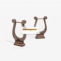 Two Wooden Classical Harp Models With Decorative Scroll Design And Stable Base