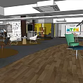 Spacious Public Office Workspace With Open Desks Lounge Seating Greenery And Wall Art