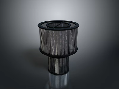 Black Cylindrical Filter With Multi Layer Mesh Structure And Reflective Base 3d model