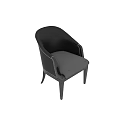 Black Leather Accent Chair With Checkered Fabric Seat And Wooden Legs