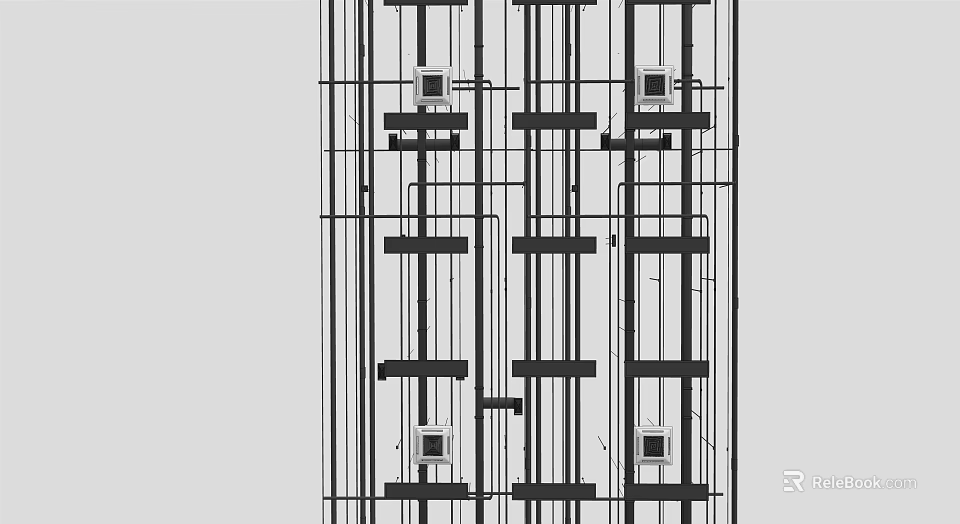 Engineering Pipes System Layout with Metal Supports Valves and Structural Design 3d model