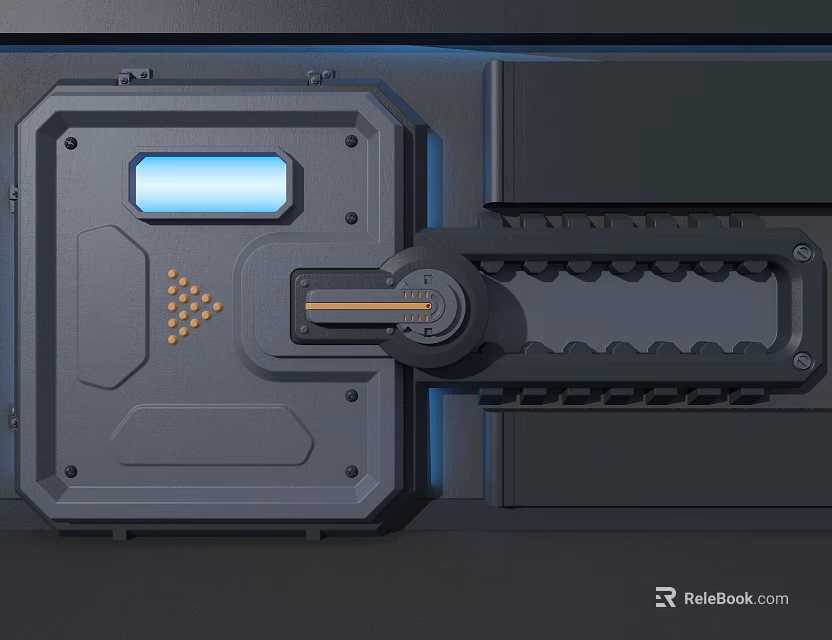 Mechanical Device Panel Design With Blue Indicator Light Metallic Knob And Serrated Structure 3d model 