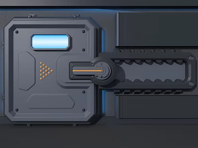 Mechanical Device Panel Design With Blue Indicator Light Metallic Knob And Serrated Structure 3d model