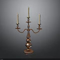 Copper Candelabra With Three Candle Holders Ornate Base And Curved Arms