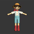 Cartoon Game Movie Character With Yellow Hat Red Scarf White Shirt Blue Overalls Red Boots