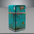 Vintage Turquoise Refrigerator With Dripping Distressed Finish And Retro Metallic Design