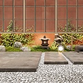 New Chinese Style Indoor Plant Landscape Courtyard Sitches Ting Step Plant Pile Plant Combination Stone 3d model