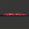 Packaged Fresh Raw Red Meat In Black Tray With Red Yellow Label Text