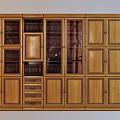 Wooden Bookcase with Glass and Solid Doors Drawer Storage and Shelving Design