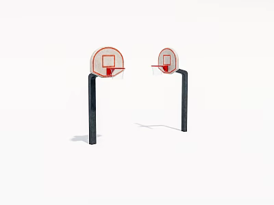 Outdoor Sports Equipment Two Basketball Hoops With White Backboards Red Rims And Black Poles 3d model