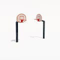 Outdoor Sports Equipment Two Basketball Hoops With White Backboards Red Rims And Black Poles