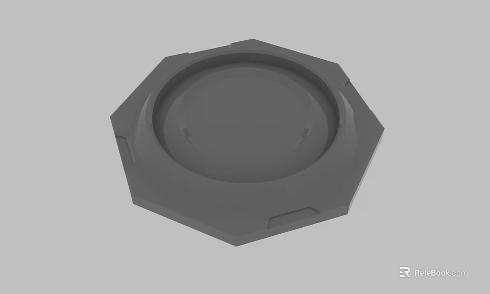 Gray Octagonal Base With Smooth Surface And Structured Edges Design 3d model 