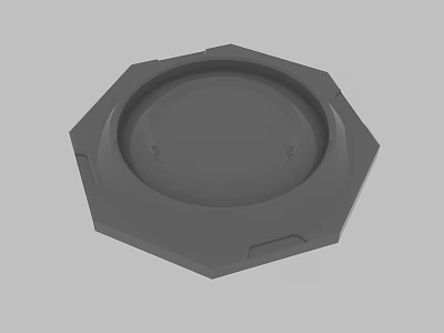 Gray Octagonal Base With Smooth Surface And Structured Edges Design 3d model