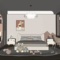 Kids Room Interior Design With Bed Stuffed Bears Rabbit Picture Cloud Chandelier And Circular Rug