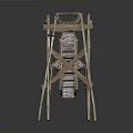 Traditional Handcrafted Wooden Spinning Wheel With Frame And Stand Structure