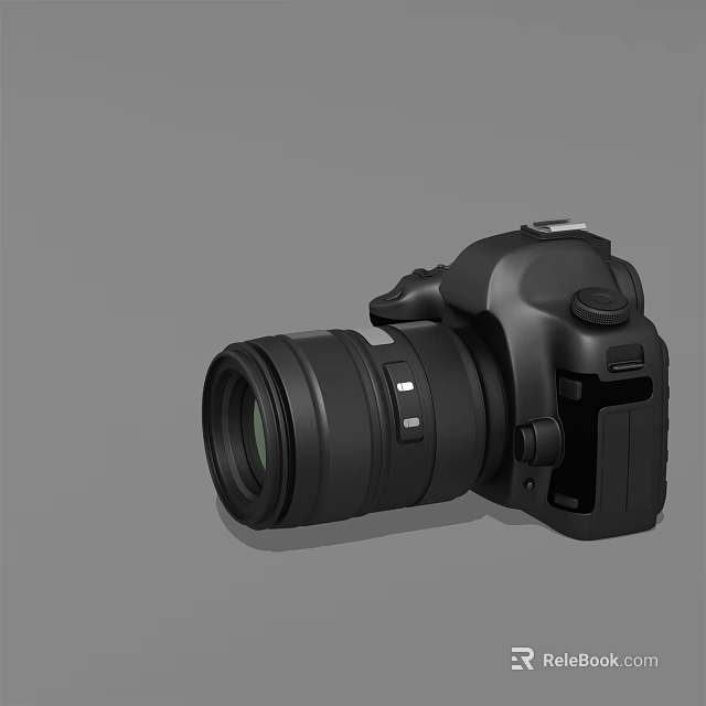 Professional Black Digital SLR Camera With Large Lens For Photography 3d model 