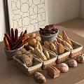 Modern Dessert Bakery Bread Combination Cake 3d model