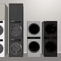 Modern Stackable Washing Machines In White And Gray Colors With Sleek Home Interior Design