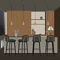 Modern Bar Chair Combination Bar Chair 3d model