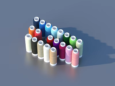 Colorful Sewing Thread Spools In Various Hues Neatly Arranged For Craft And Sewing Projects 3d model