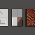 Modern Geometric Wall Decor with Abstract Patterns and Textured Wooden Panels 3d model