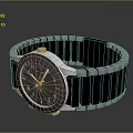 Stylish Modern Wristwatch With Black Dial And Silver Stainless Steel Band