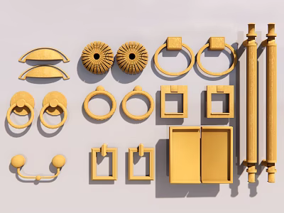 Various Types Of Decorative Furniture Handles In Different Shapes And Styles 3d model