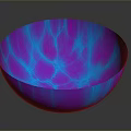 Illuminated Blue Purple Textured Glass Sculpture Bowl With Intricate Carving Details